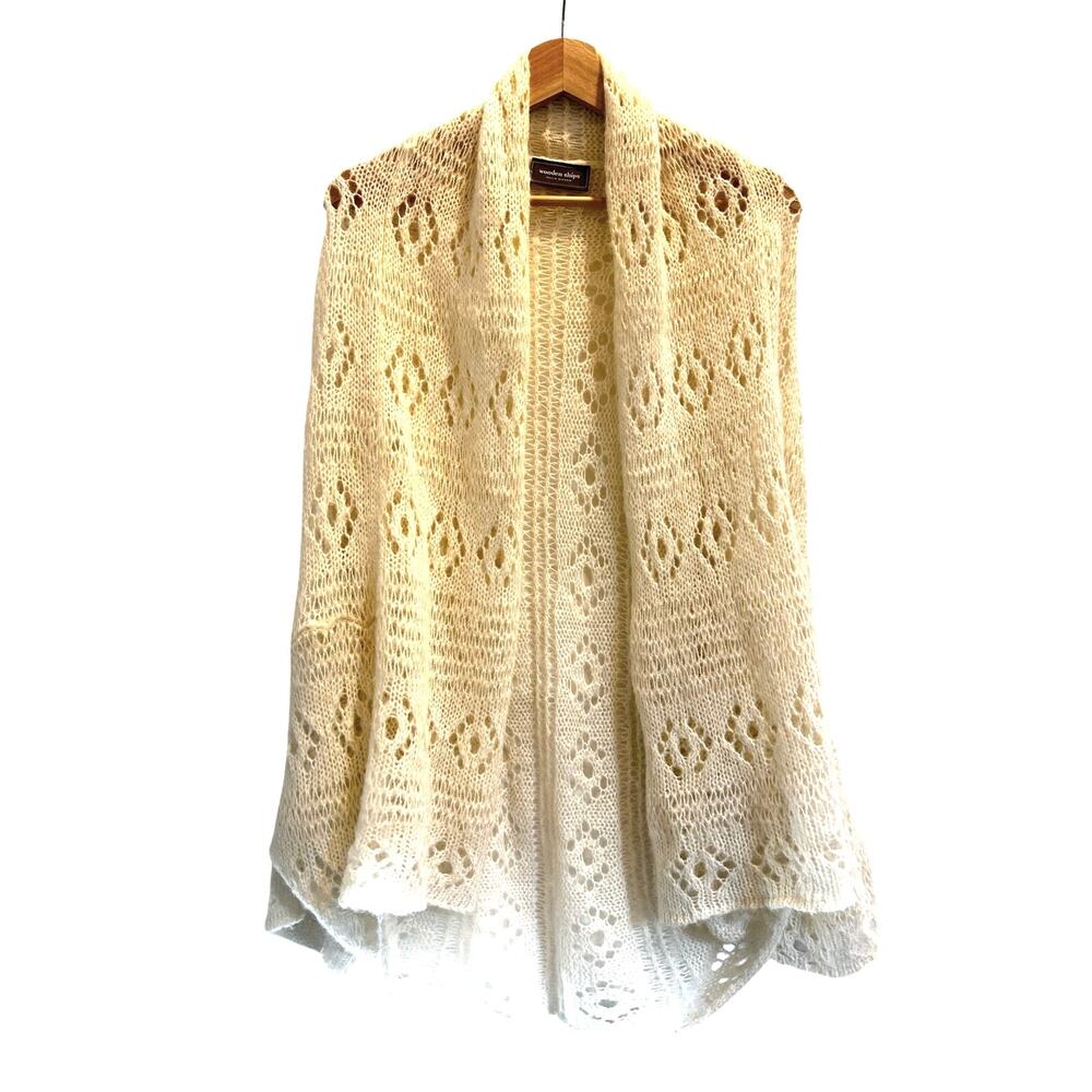 Wooden Ships Paola Buendia Cream Open Knit Cardigan Boho Cottagecore